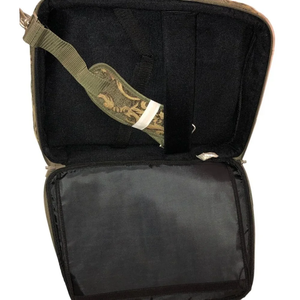 NEW Olive Green GOld Brocade Carpet LAP TOP computer weekender luggage b…